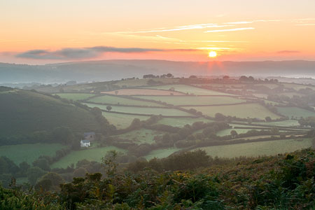 Misty sunrise over Nattadon, Chagford